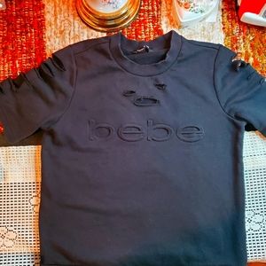 Bebe sport distressed sleeves tee